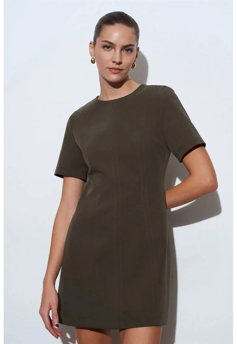 Rochie mini,  casual, fermoar, verde masliniu, femei
