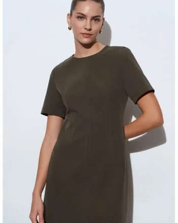 Rochie mini,  casual, fermoar, verde masliniu, femei