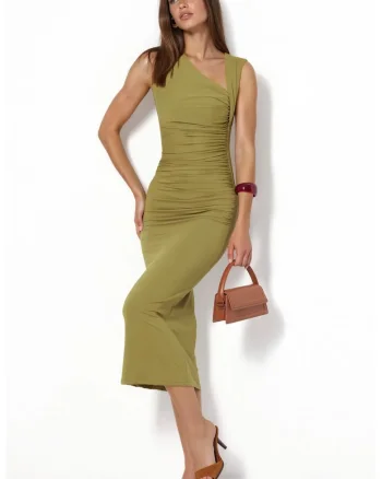 Rochie Maxi,  Elegant, Verde masliniu, 93% poliamida/7% elastan