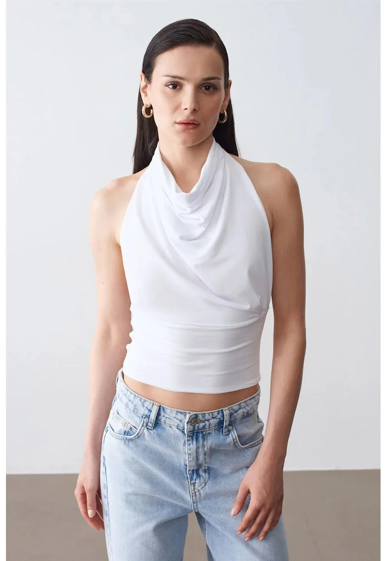 Bluza  albă fără mâneci, Alb