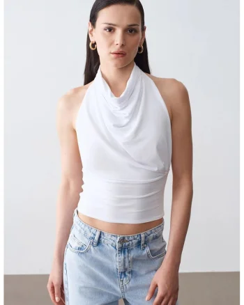 Bluza  albă fără mâneci, Alb