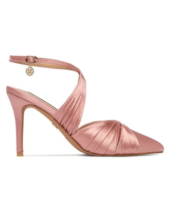 Pantofi dama,  toc ascutit, roz, textil