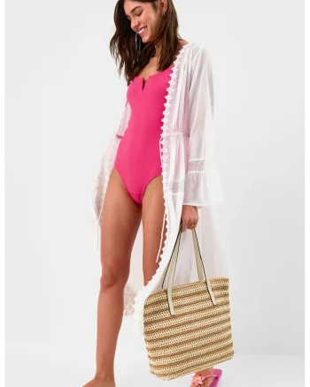 Costum de baie intreg cu bretele ajustabile, Fucsia