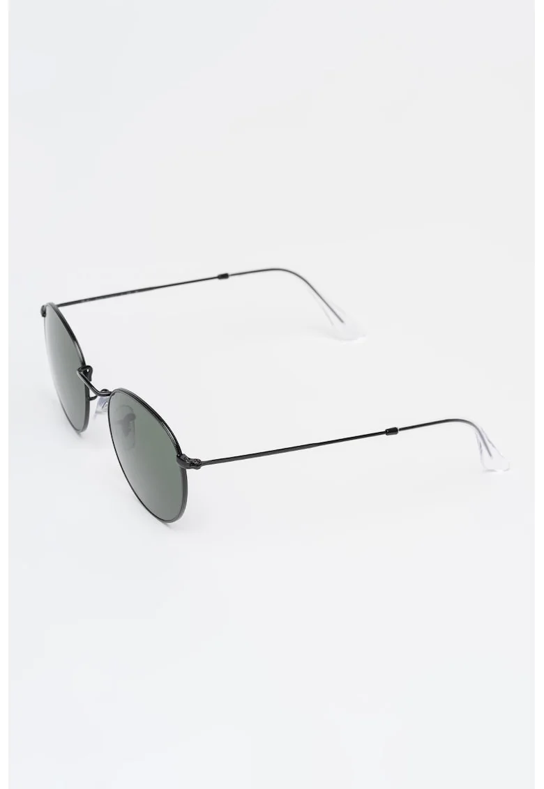 Ochelari de soare rotunzi unisex cu rama metalica, Negru carbon
