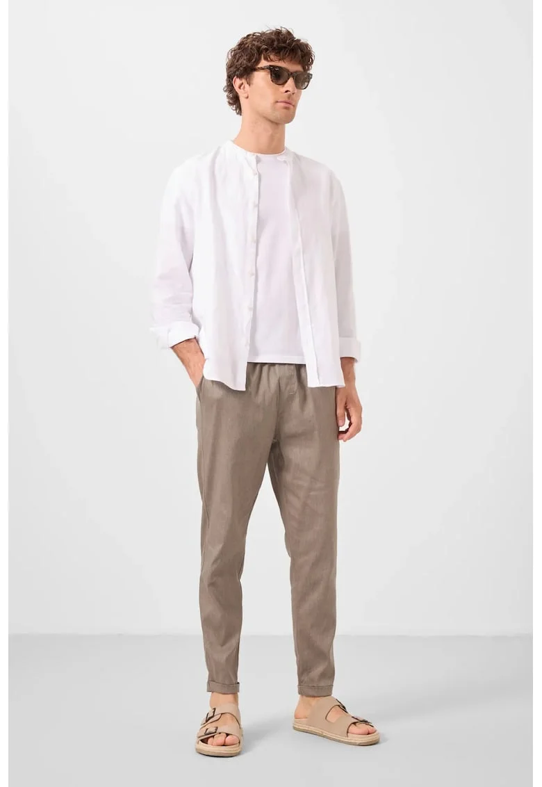 Pantaloni, Barbati, Chino TOMMY pentru barbati din gabardina cu croiala dreapta, Bej Natural, Bej
