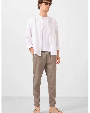 Pantaloni, Barbati, Chino TOMMY pentru barbati din gabardina cu croiala dreapta, Bej Natural, Bej