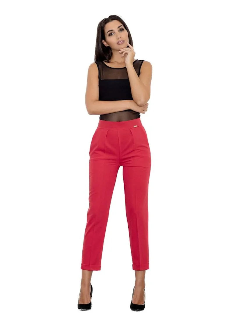 Pantaloni eleganti de dama,  Flolydd, rosu, Rosu/Rosu stins