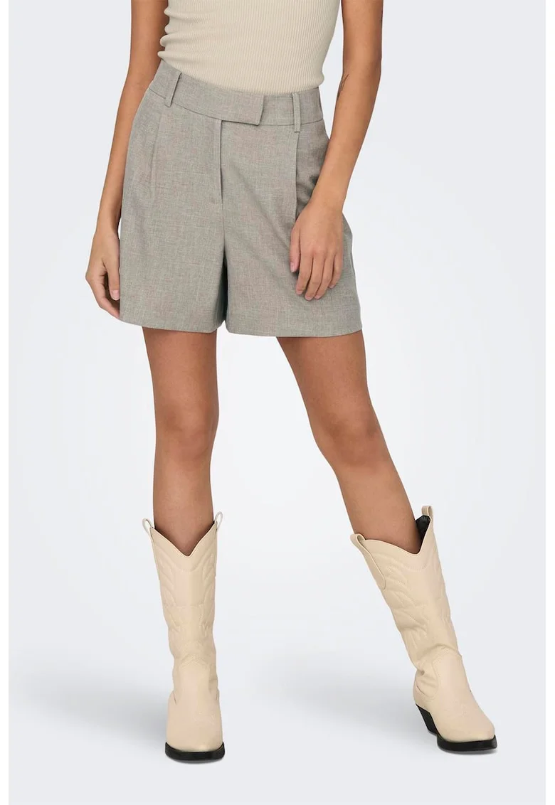 Pantaloni scurti ampli cu talie inalta, Maro camel