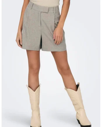 Pantaloni scurti ampli cu talie inalta, Maro camel