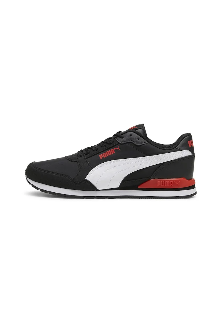 Pantofi sport unisex de piele ecologica si material textil ST Runner v3, Alb/Negru/Rosu inchis