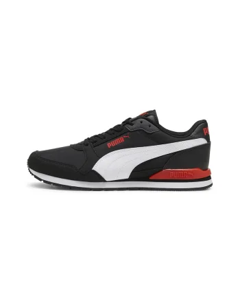 Pantofi sport unisex de piele ecologica si material textil ST Runner v3, Alb/Negru/Rosu inchis