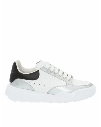 Sneakers barbati,  Oversized Court Trainer, Alb/Argintiu
