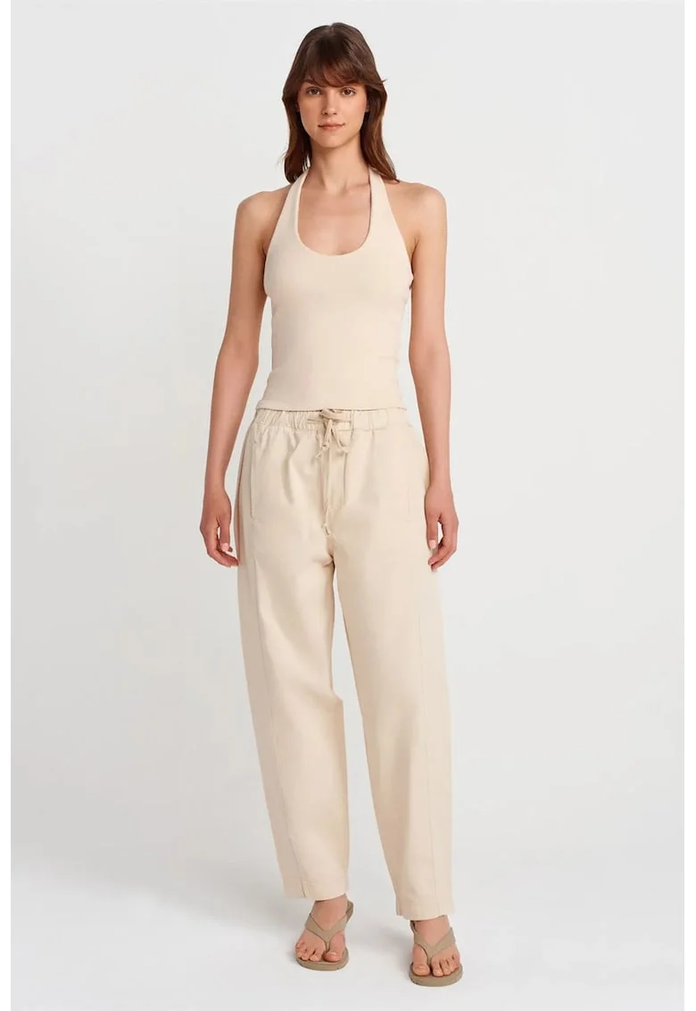 Pantaloni dama,  jogger, bej natural, Bej