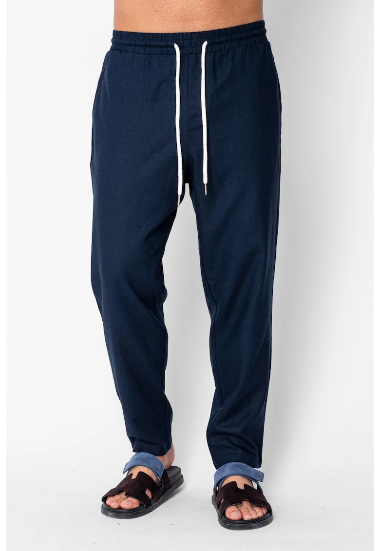 Pantaloni lungi din IN cu snur Navy 21785, Bleumarin