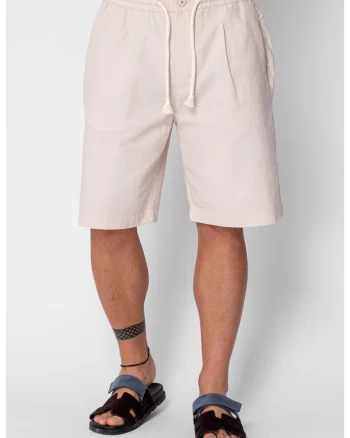 Pantaloni scurti din IN cu nasture si snur Beige 21801, Bej