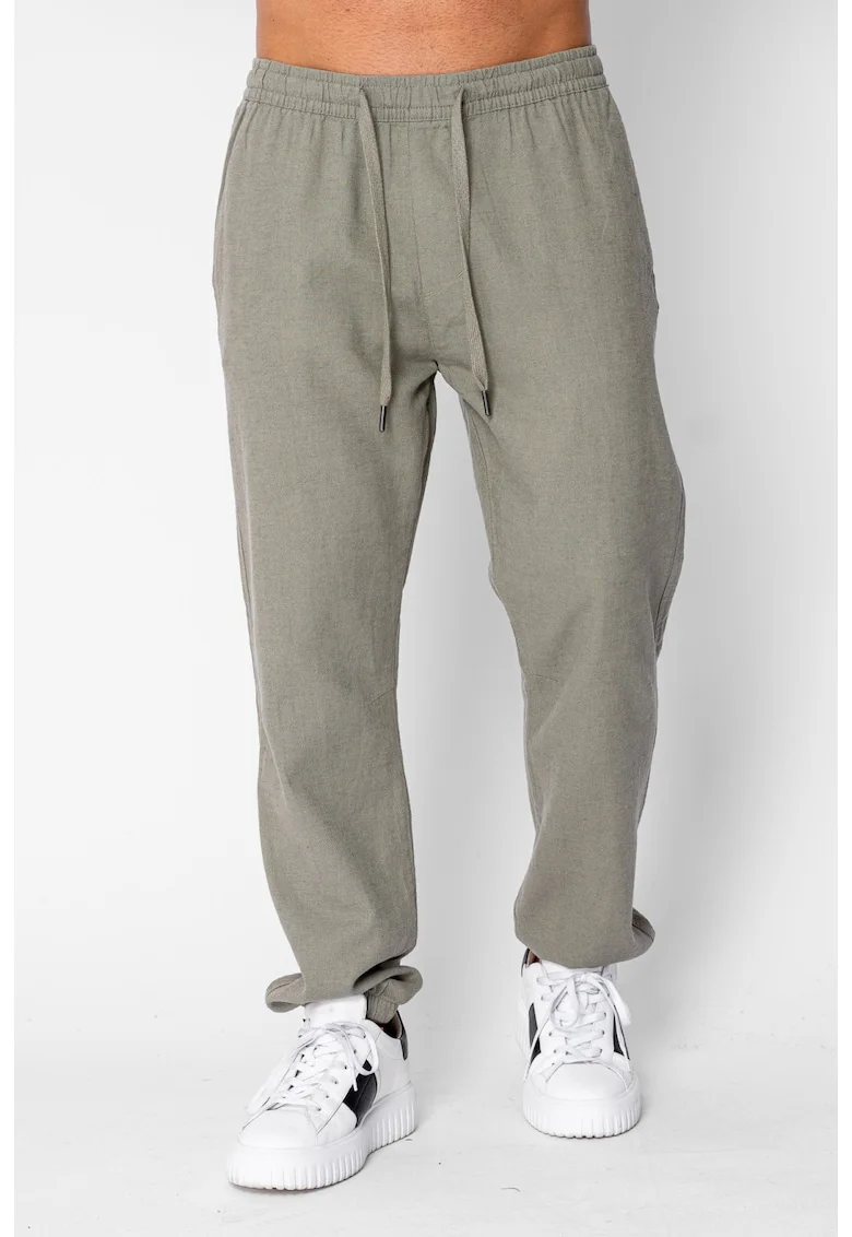 Pantaloni lungi din IN cu elastic si snur Olive 21812, Verde