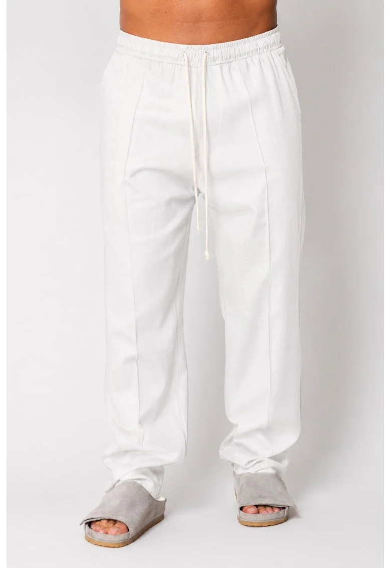 Pantaloni lung din IN cu snur White 21089, Alb optic
