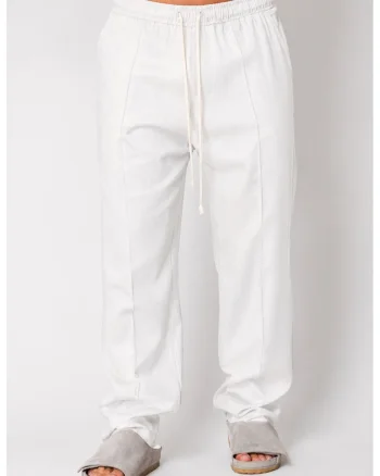 Pantaloni lung din IN cu snur White 21089, Alb optic