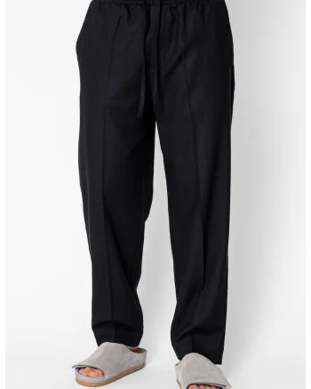 Pantaloni lungi drepti din IN cu snur Black 21792, Negru