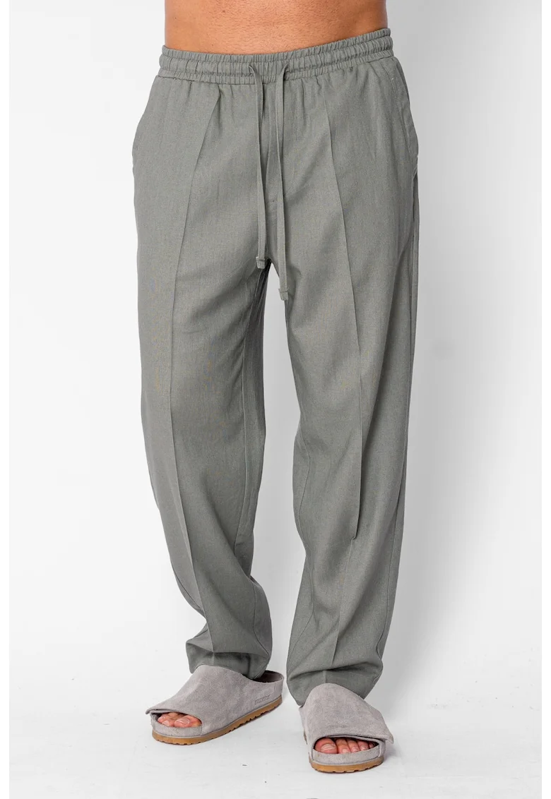 Pantaloni lungi drepti din IN cu snur Olive 21788, Verde