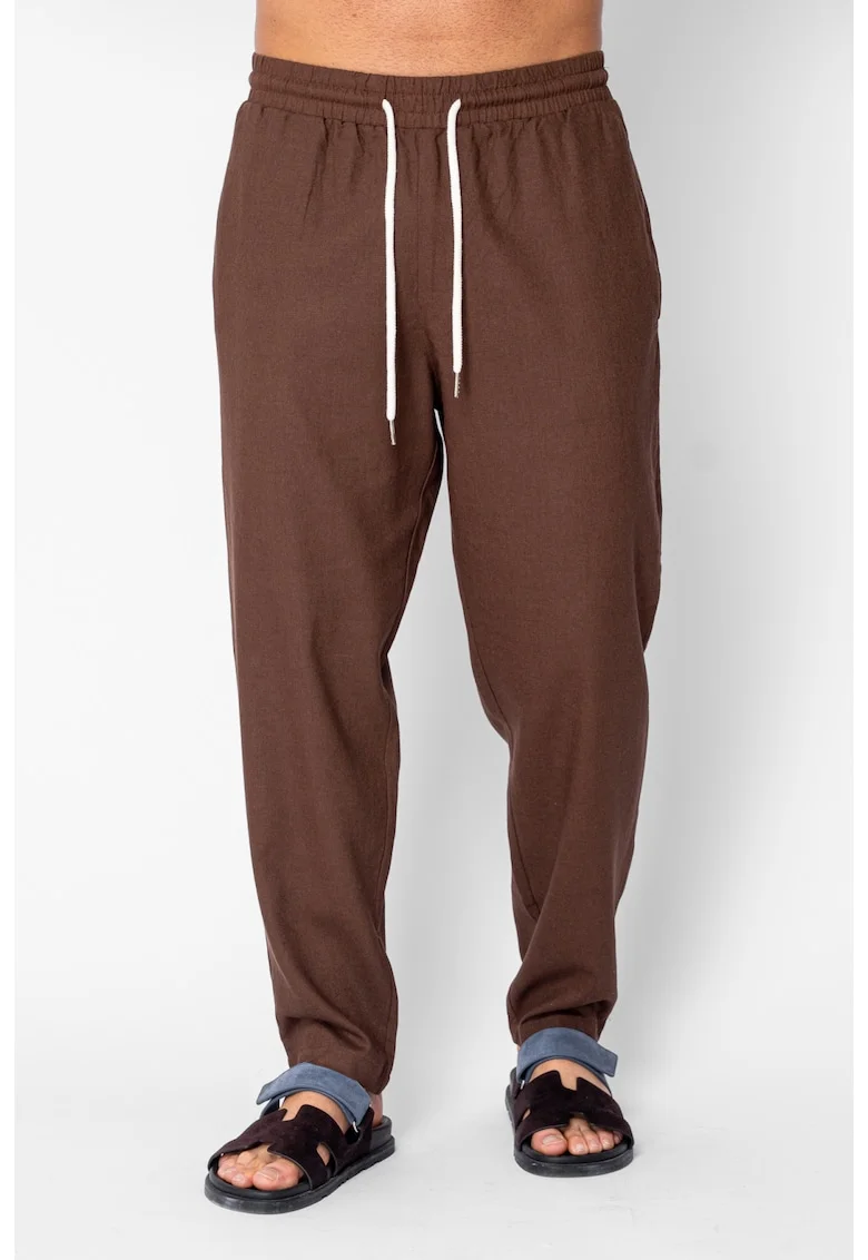 Pantaloni lungi din IN cu snur Brown 21778, Maro