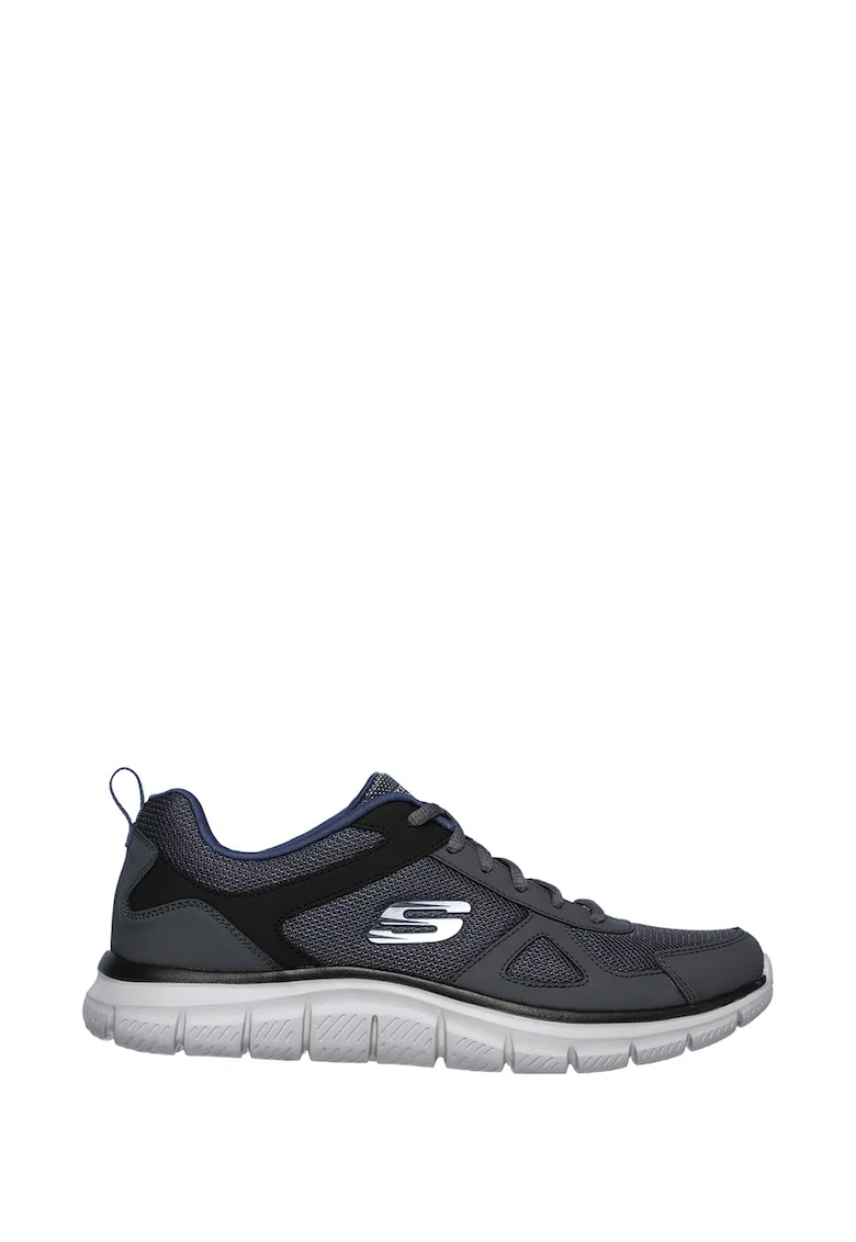 Pantofi sport cu insertii de piele Track, Gri inchis/Negru, Negru/Gri inchis