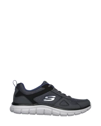 Pantofi sport cu insertii de piele Track, Gri inchis/Negru, Negru/Gri inchis