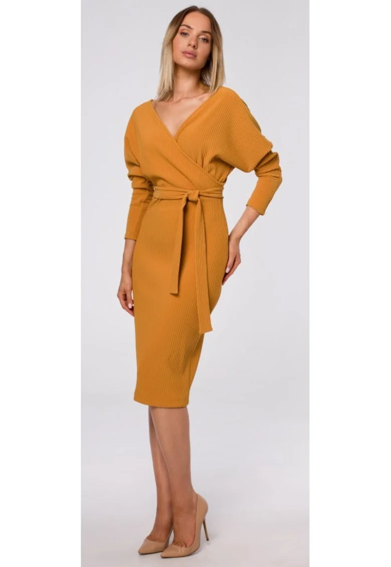Rochie, Poliester / Elastan, Galben, Galben mustar