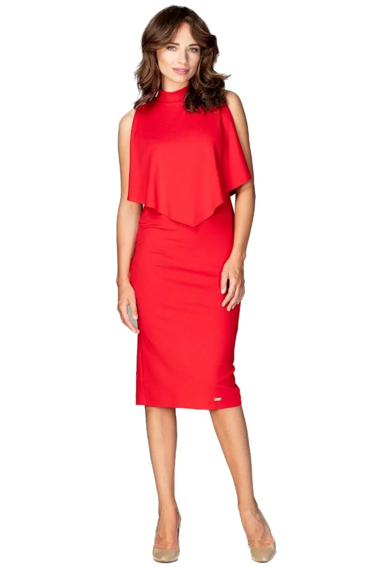 Rochie midi dama  Kahervydd K480 rosie, Rosu stins