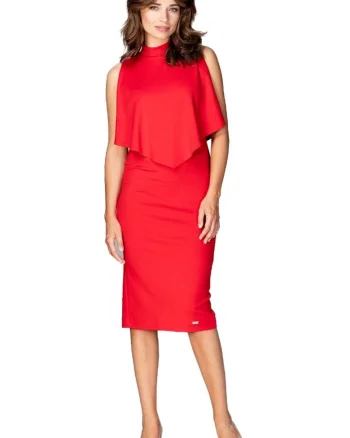 Rochie midi dama  Kahervydd K480 rosie, Rosu stins
