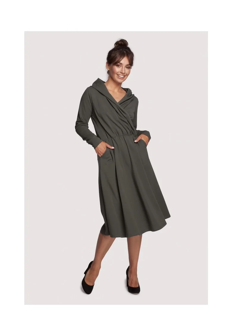 Rochie midi de dama Yangzom B245 verde militar, Verde