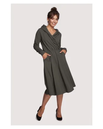 Rochie midi de dama Yangzom B245 verde militar, Verde