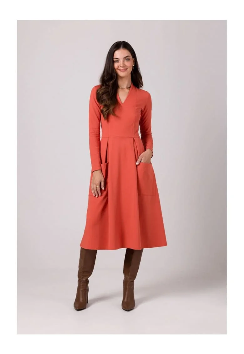 Rochie maxi de dama Colgrellam B266 rosu caramiziu, Rosu