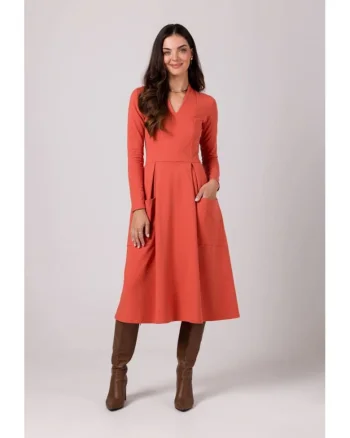 Rochie maxi de dama Colgrellam B266 rosu caramiziu, Rosu