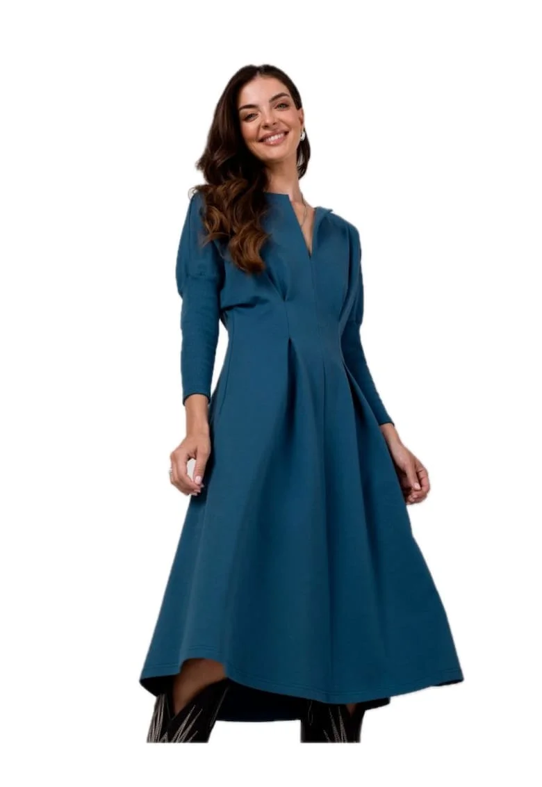 Rochie casual de dama Nanel B273 albastru marin, Albastru inchis
