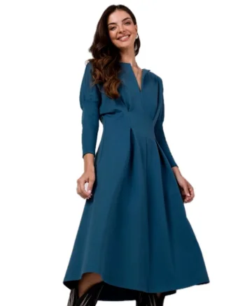 Rochie casual de dama Nanel B273 albastru marin, Albastru inchis