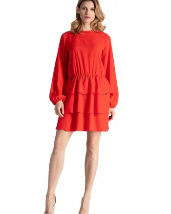 Rochie mini dama Linervudd M601 rosie, Rosu stins