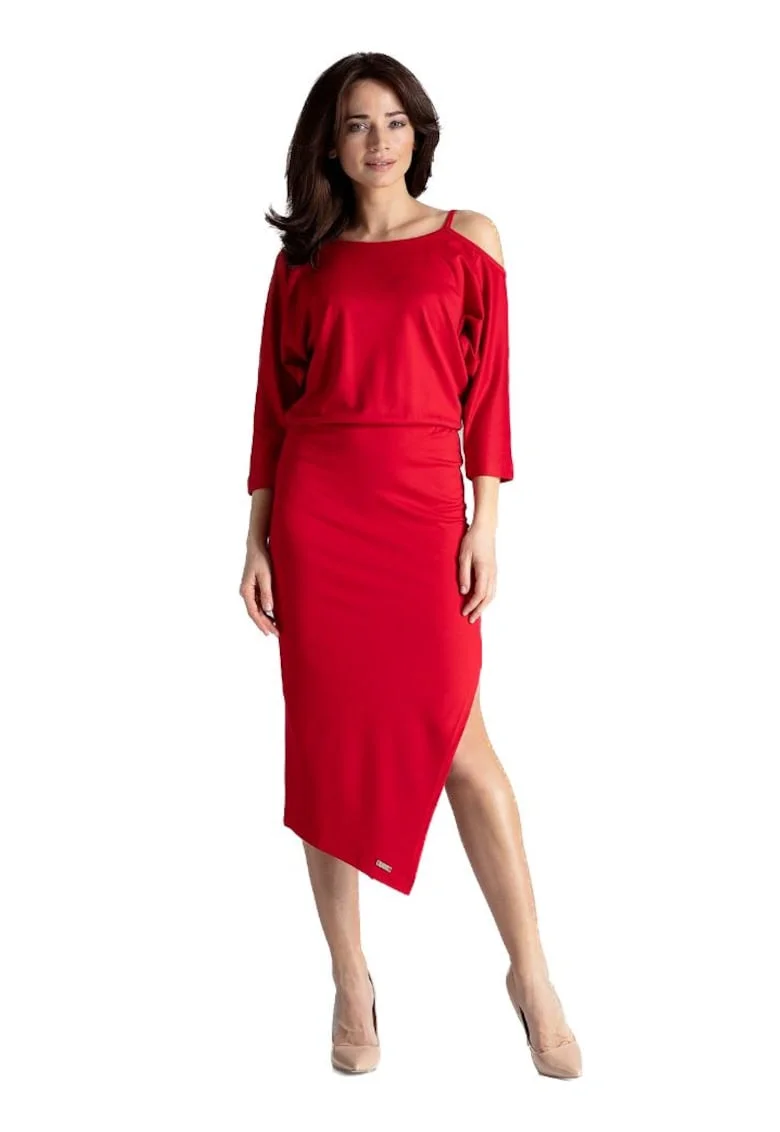 Rochie midi dama  Belalon K479 rosie, Rosu stins