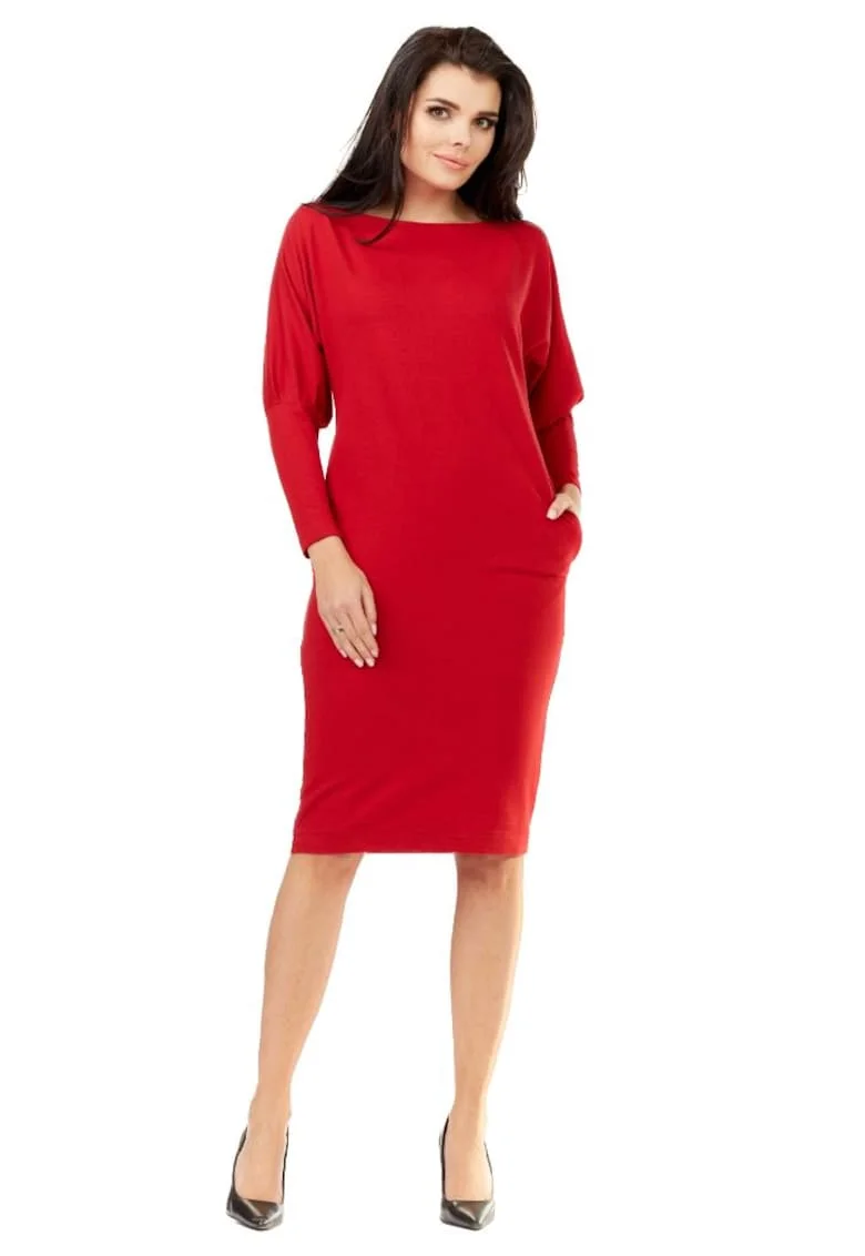 Rochie midi dama Essydwen A206 rosie, Rosu stins