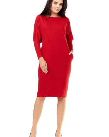 Rochie midi dama Essydwen A206 rosie, Rosu stins