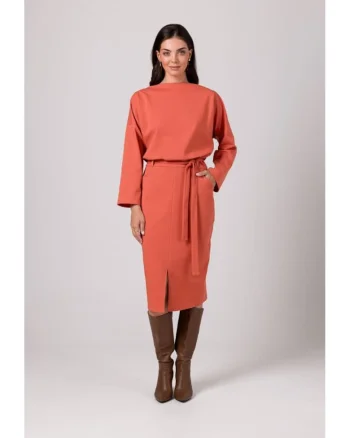Rochie casual de dama Cadwahan B269 rosu caramiziu, Rosu