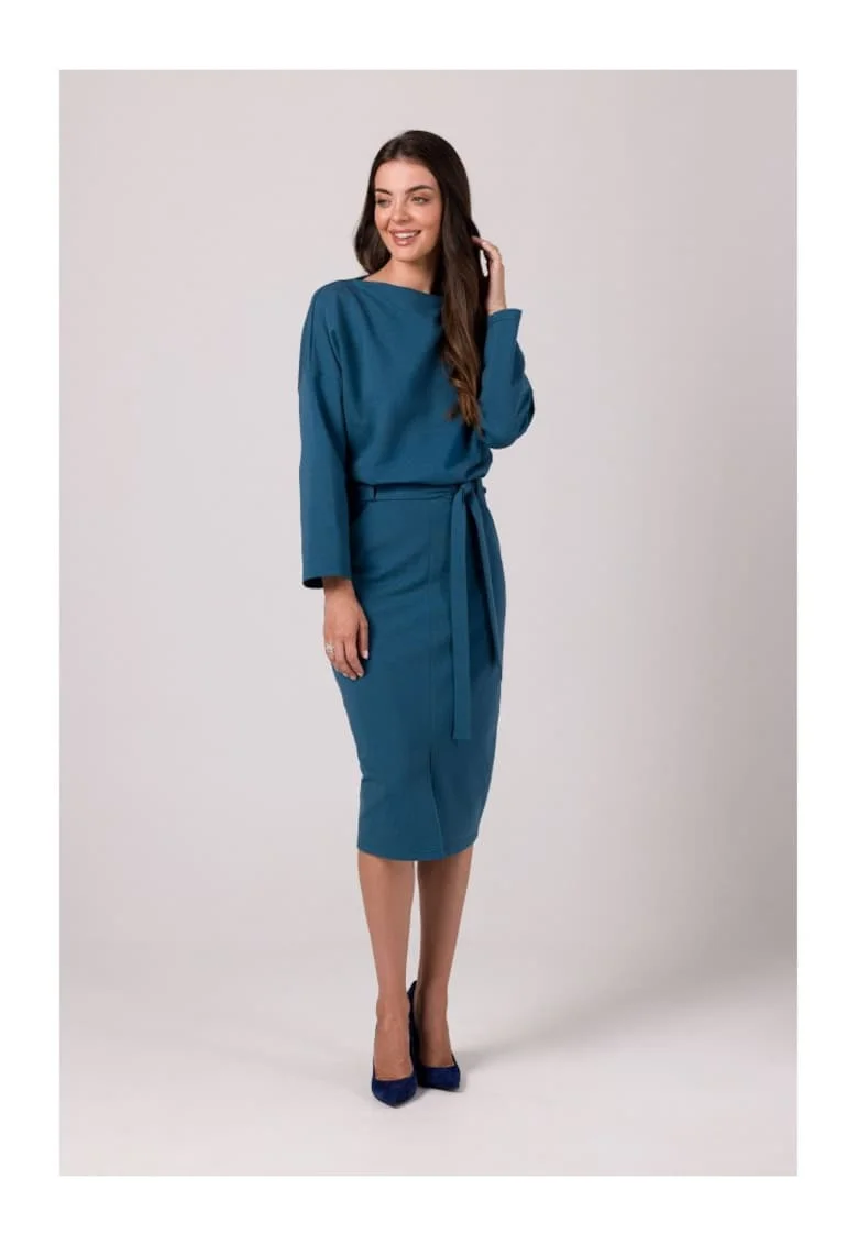 Rochie casual de dama Cadwahan B269 albastru marin, Albastru inchis