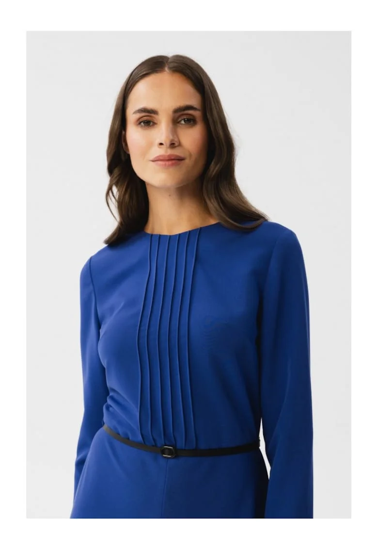 Rochie midi de dama Kerigor S347 albastru floarea-porumbului, Albastru inchis