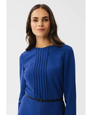 Rochie midi de dama Kerigor S347 albastru floarea-porumbului, Albastru inchis