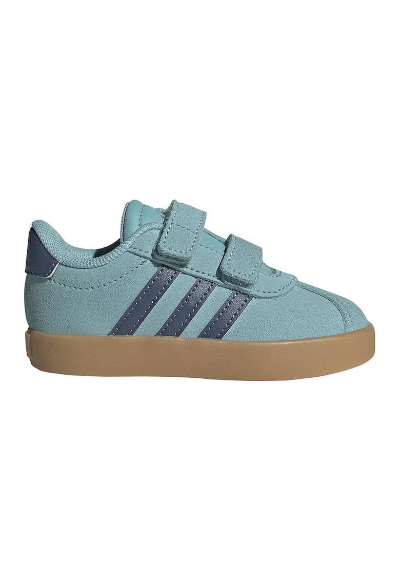 Pantofi sport Court 3.0 de piele intoarsa cu velcro, Turcoaz/Bleumarin