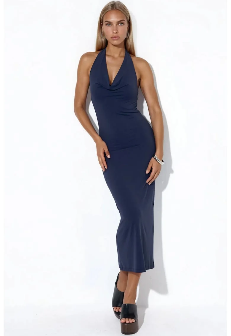 Rochie Maxi  Eleganta, Drapaj, Poliamida-Elastan