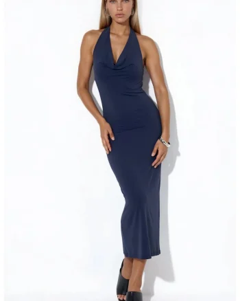 Rochie Maxi  Eleganta, Drapaj, Poliamida-Elastan