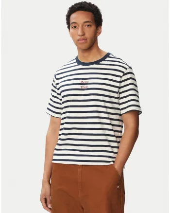 Tricou Barbatesc,  Albastru, Dungi, Bumbac organic