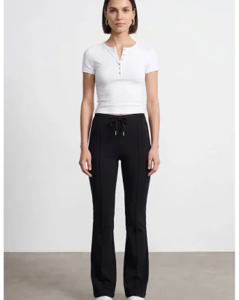 Bluza  crop slim fit, alb, bumbac-modal cu elastan, maneci scurte, detalii cu nasturi