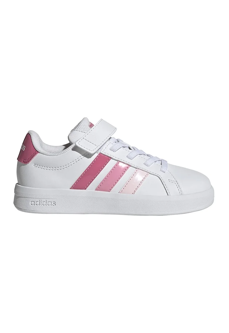 Pantofi sport Grand Court 3.0 de piele ecologica cu sireturi elastice, Alb/Roz